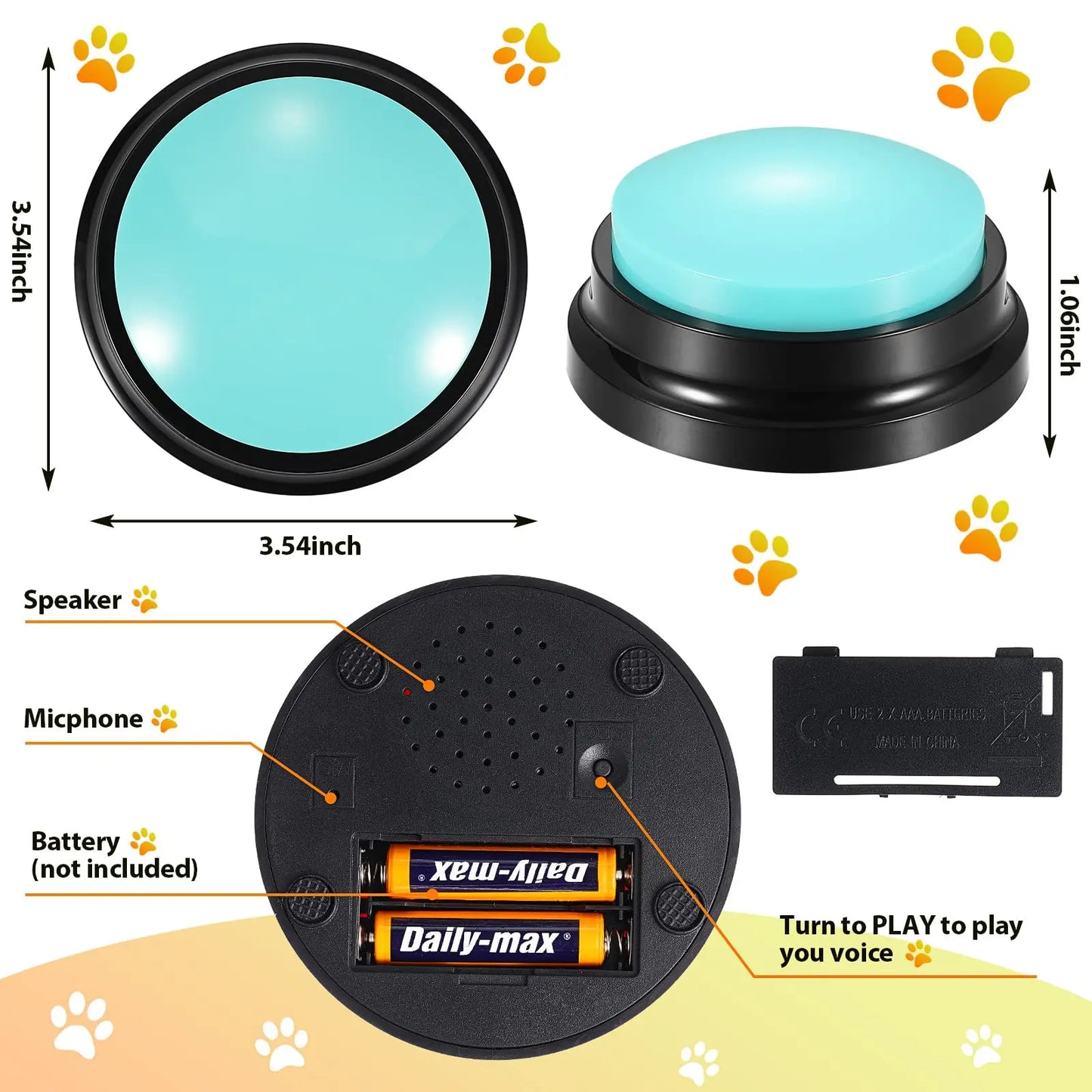 Voice Recording Button Pet Toys Dog Buttons for Communication Pet Training Buzzer Recordable Talking Button Intelligence Toy